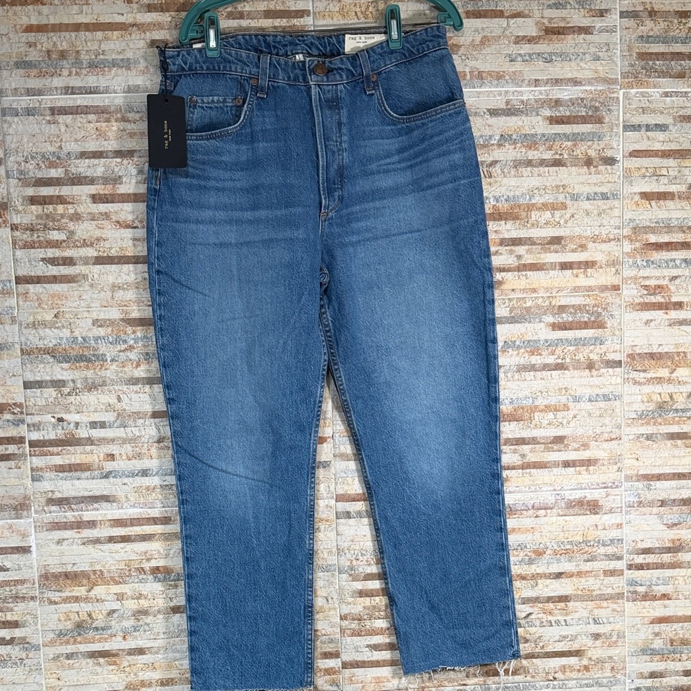 rag & bone Women's Straight Leg Blue Jeans